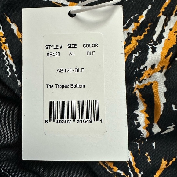 Andie Swim The Tropez Bottom in Black Orange Firework Size XL Sustainable Swim - Picture 4 of 8